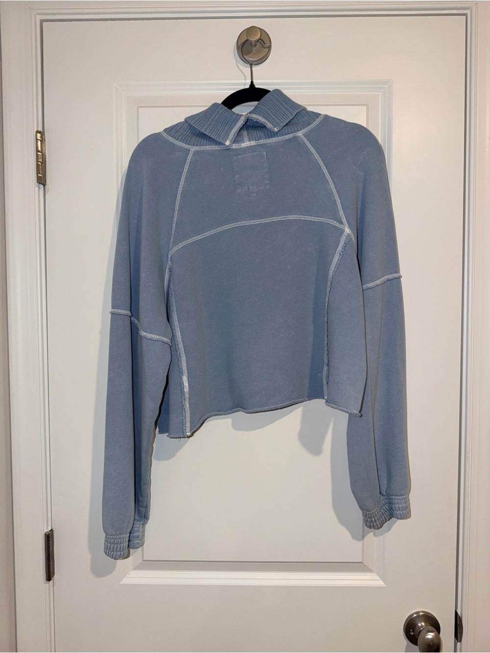 aerie New Heights Turtleneck Sweatshirt and Fleece Trousers Cloud Blue, Size M/L - Picture 4 of 11